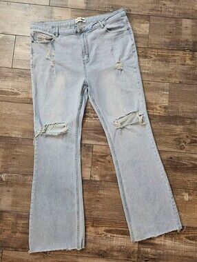 Fashion Nova Light Wash Distressed Flare Jeans Size 20